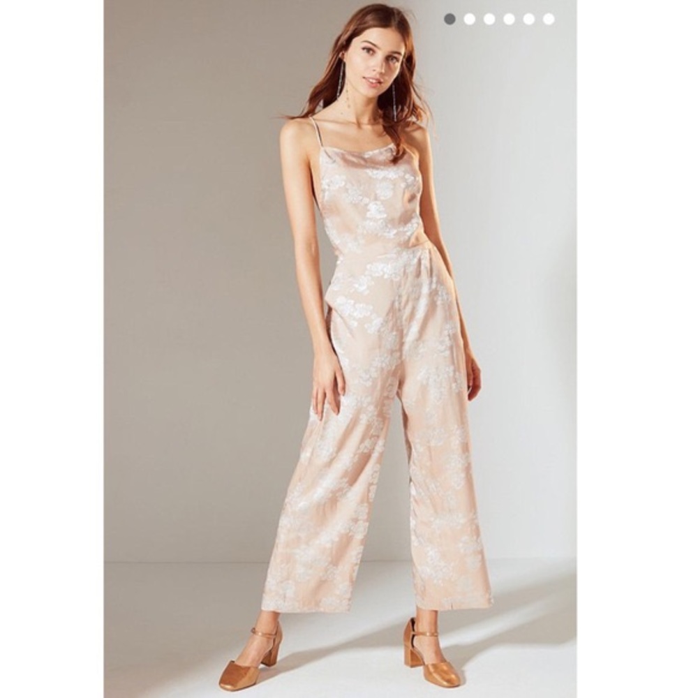 UO Satin Jacquard Floral Jumpsuit